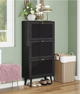 Bohemian Schoenenkast met Gevlochten Deuren – 60×24×121 cm, Modern en Stijlvol