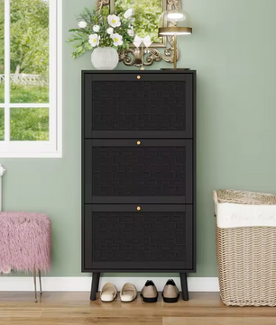 Bohemian Schoenenkast met Gevlochten Deuren – 60×24×121 cm, Modern en Stijlvol