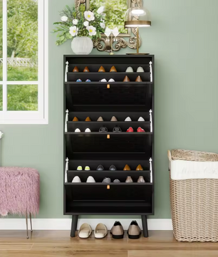 Bohemian Schoenenkast met Gevlochten Deuren – 60×24×121 cm, Modern en Stijlvol