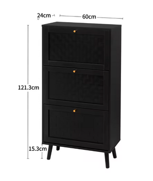 Bohemian Schoenenkast met Gevlochten Deuren – 60×24×121 cm, Modern en Stijlvol