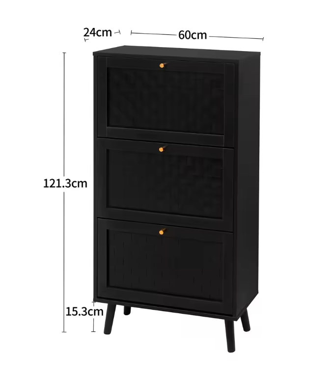 Bohemian Schoenenkast met Gevlochten Deuren – 60×24×121 cm, Modern en Stijlvol