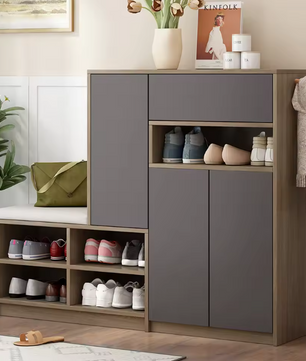 Schoenenkast met Zitbank – Wit, Met Verstelbare Planken en Comfortabel Kussen