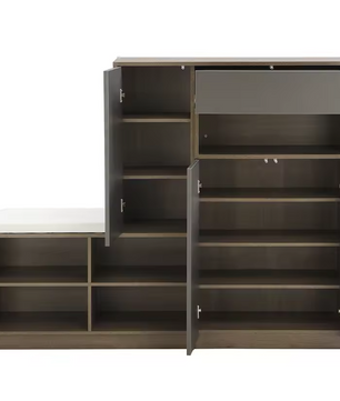 Schoenenkast met Zitbank – Wit, Met Verstelbare Planken en Comfortabel Kussen