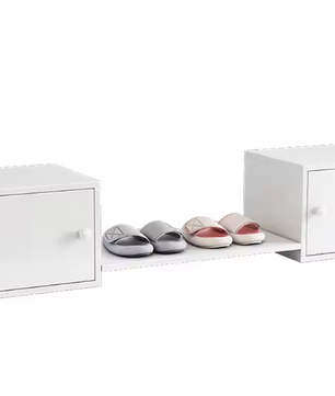 Lange Witte Schoenenkast met Zitbank – 189×40×34,5 cm, Veelzijdig Halmeubel