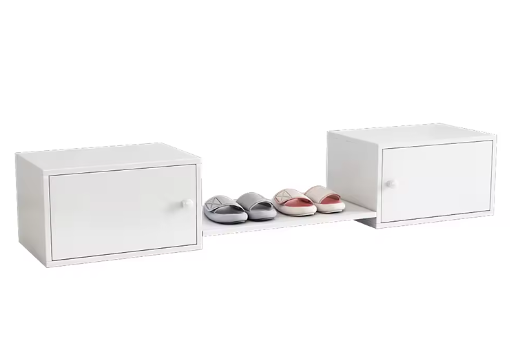 Lange Witte Schoenenkast met Zitbank – 189×40×34,5 cm, Veelzijdig Halmeubel