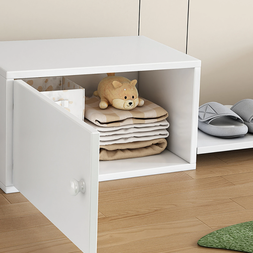 Lange Witte Schoenenkast met Zitbank – 189×40×34,5 cm, Veelzijdig Halmeubel