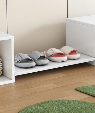 Lange Witte Schoenenkast met Zitbank – 189×40×34,5 cm, Veelzijdig Halmeubel