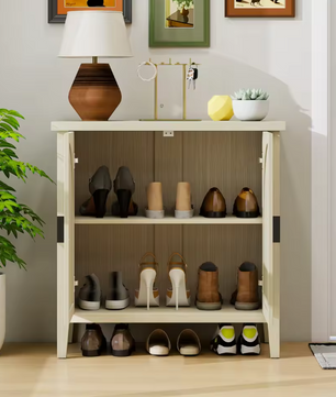 Natuurlijke Rotan Opbergkast met 2 Deuren – Moderne Kast met Verstelbare Planken