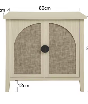 Natuurlijke Rotan Opbergkast met 2 Deuren – Moderne Kast met Verstelbare Planken