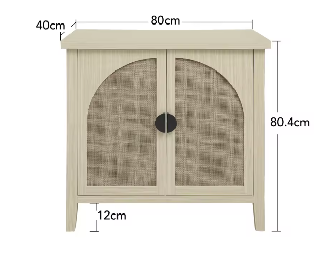 Natuurlijke Rotan Opbergkast met 2 Deuren – Moderne Kast met Verstelbare Planken