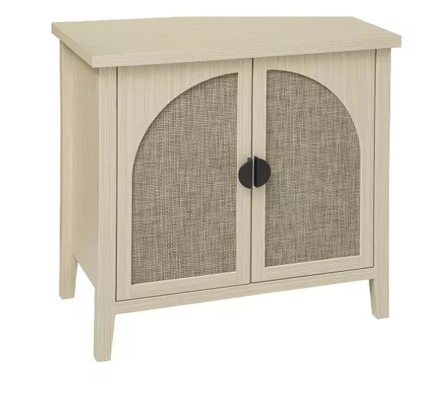 Natuurlijke Rotan Opbergkast met 2 Deuren – Moderne Kast met Verstelbare Planken