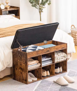 Schoenenbank met 6 Compartimenten – Opbergkast en Zitbank voor Hal en Woonkamer
