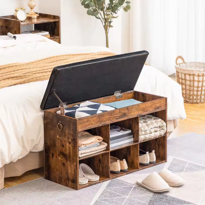 Schoenenbank met 6 Compartimenten – Opbergkast en Zitbank voor Hal en Woonkamer