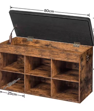 Schoenenbank met 6 Compartimenten – Opbergkast en Zitbank voor Hal en Woonkamer