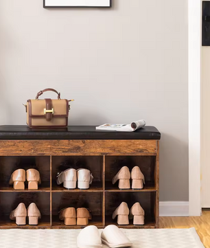 Schoenenbank met 6 Compartimenten – Opbergkast en Zitbank voor Hal en Woonkamer