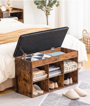 Schoenenbank met 6 Compartimenten – Opbergkast en Zitbank voor Hal en Woonkamer