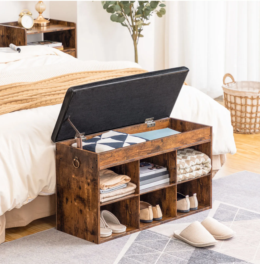 Schoenenbank met 6 Compartimenten – Opbergkast en Zitbank voor Hal en Woonkamer