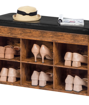 Schoenenbank met 6 Compartimenten – Opbergkast en Zitbank voor Hal en Woonkamer