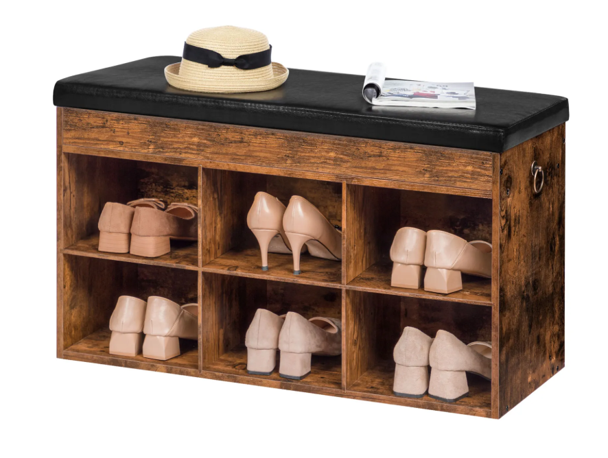 Schoenenbank met 6 Compartimenten – Opbergkast en Zitbank voor Hal en Woonkamer