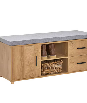 Schoenenbank met Opbergruimte – Houten Bankje met Laden en Deuren