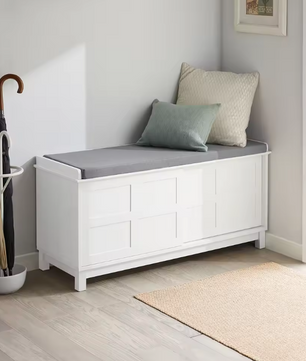 Schoenenbank met Kussen en Schuifdeuren – Opbergbank voor Hal