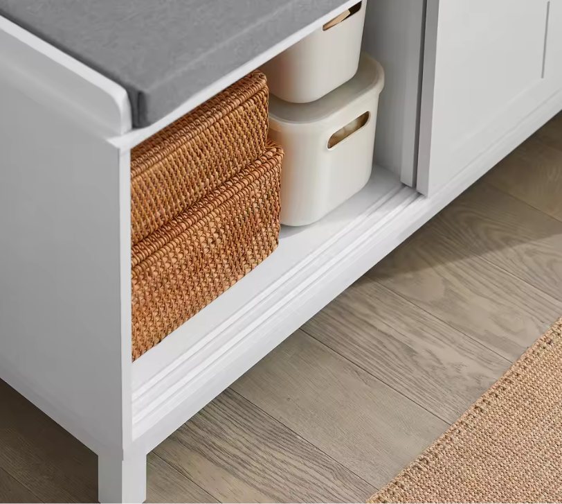 Schoenenbank met Kussen en Schuifdeuren – Opbergbank voor Hal