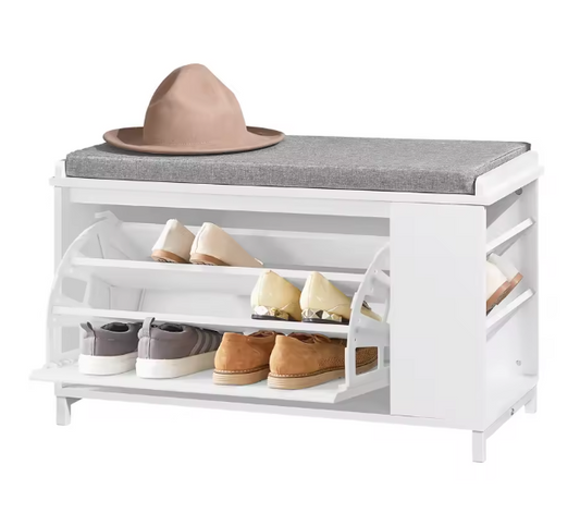 Schoenenbank met Klep en Open Vak – Comfortabele Opbergbank voor Hal