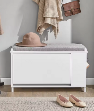 Schoenenbank met Klep en Open Vak – Comfortabele Opbergbank voor Hal