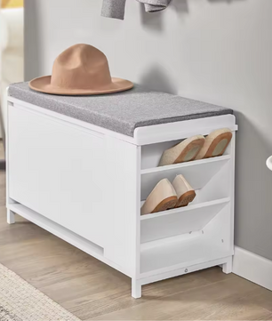 Schoenenbank met Klep en Open Vak – Comfortabele Opbergbank voor Hal