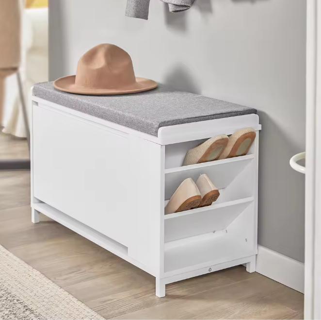 Schoenenbank met Klep en Open Vak – Comfortabele Opbergbank voor Hal