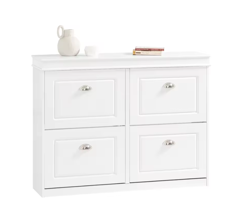 Smalle Schoenenkast met 4 Kleppen – Witte Schoenenkast met 8 Vakken