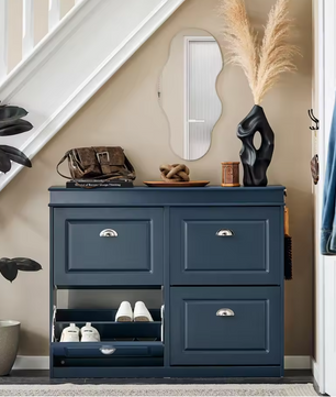 Smalle Schoenenkast met 4 Kleppen – Witte Schoenenkast met 8 Vakken