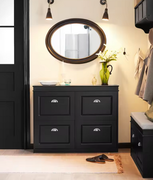 Smalle Schoenenkast met 4 Kleppen – Witte Schoenenkast met 8 Vakken