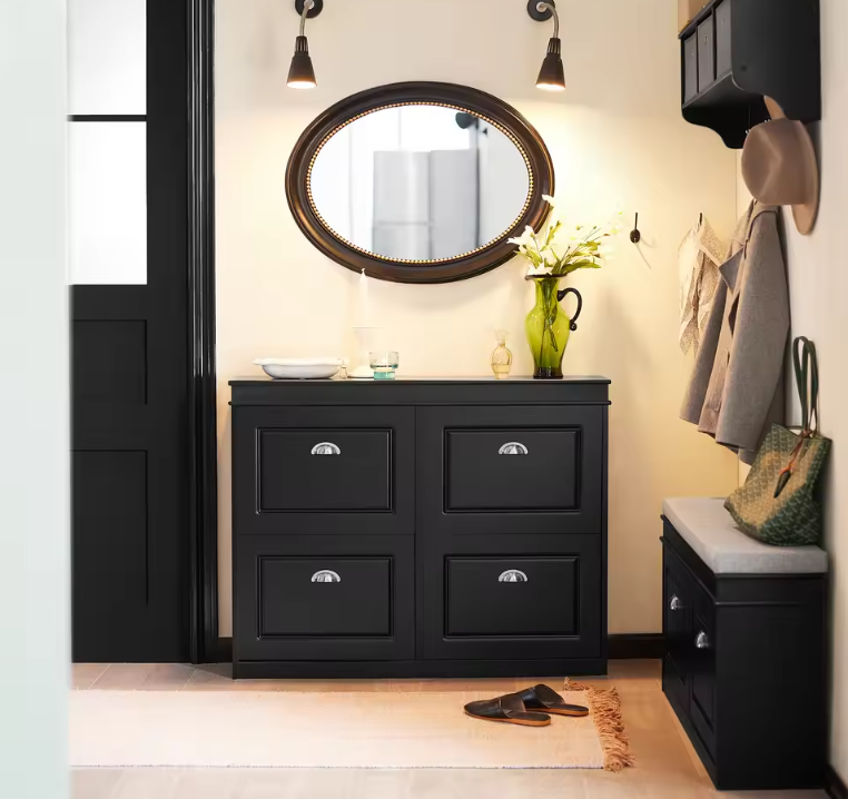 Smalle Schoenenkast met 4 Kleppen – Witte Schoenenkast met 8 Vakken