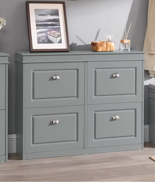 Smalle Schoenenkast met 4 Kleppen – Witte Schoenenkast met 8 Vakken