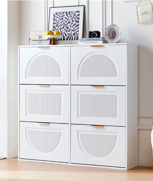 Moderne Schoenenkast met 6 Klepvakken – Slanke Vrijstaande Schoenenkast