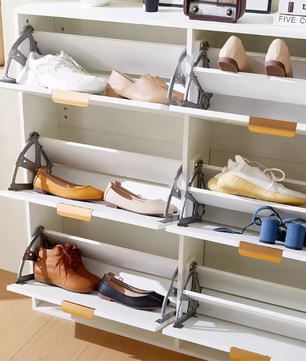 Moderne Schoenenkast met 6 Klepvakken – Slanke Vrijstaande Schoenenkast