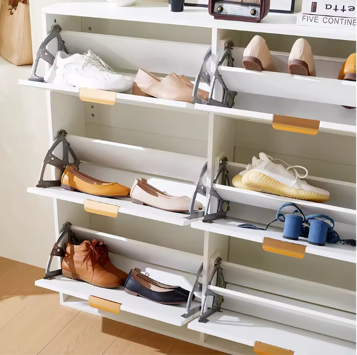 Moderne Schoenenkast met 6 Klepvakken – Slanke Vrijstaande Schoenenkast