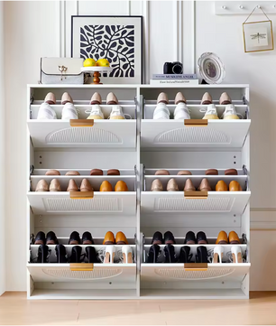 Moderne Schoenenkast met 6 Klepvakken – Slanke Vrijstaande Schoenenkast