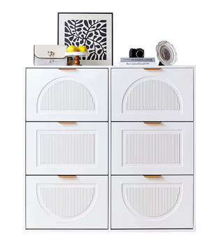 Moderne Schoenenkast met 6 Klepvakken – Slanke Vrijstaande Schoenenkast