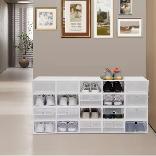 20-delige Opvouwbare Schoenendoos Set – Stapelbare Transparante Schoenenorganizers