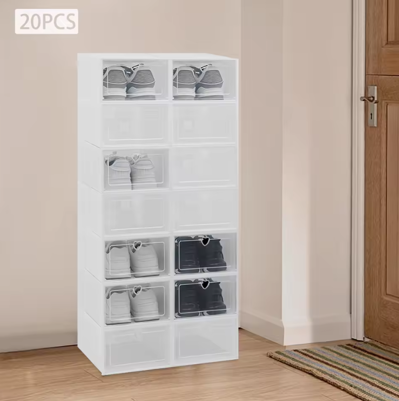 20-delige Opvouwbare Schoenendoos Set – Stapelbare Transparante Schoenenorganizers
