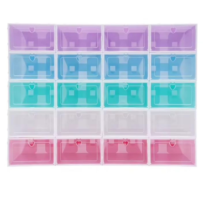 20-delige Transparante Schoenendoos Set – Stapelbare Opbergdozen
