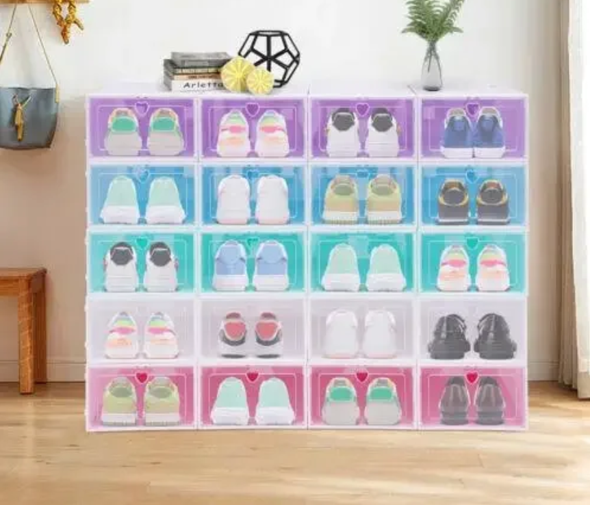 20-delige Transparante Schoenendoos Set – Stapelbare Opbergdozen