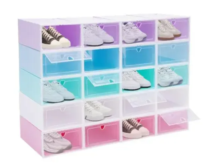 20-delige Transparante Schoenendoos Set – Stapelbare Opbergdozen