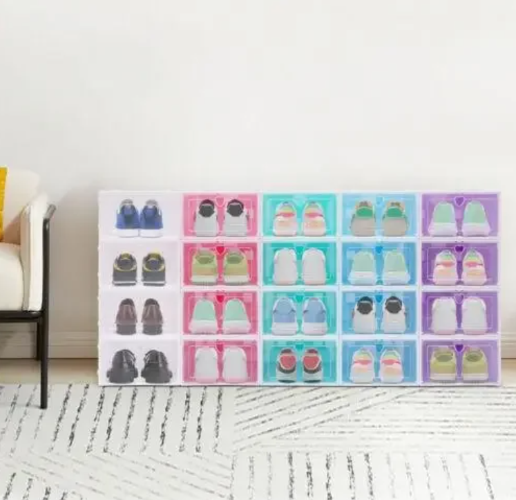 20-delige Transparante Schoenendoos Set – Stapelbare Opbergdozen