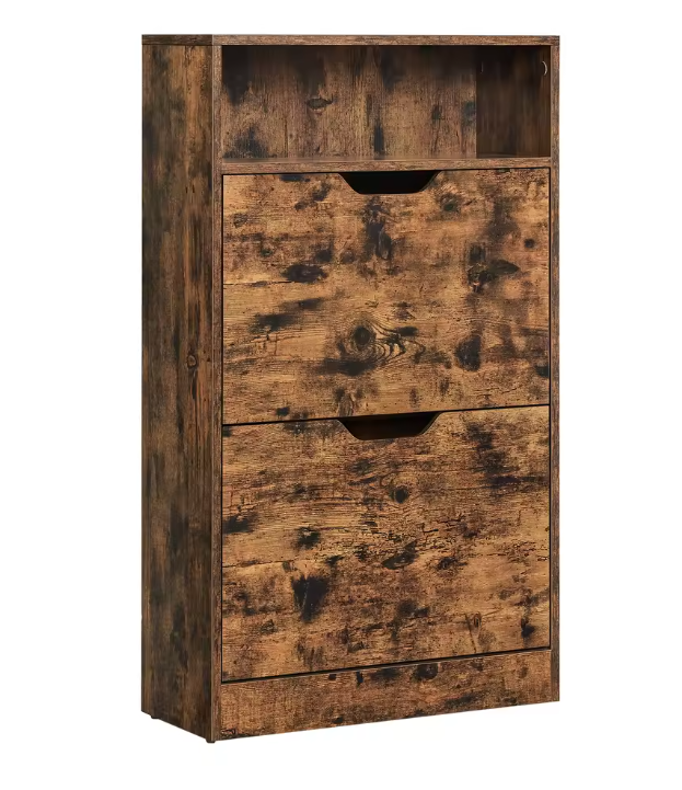 Schoenenkast met 2 Kleppen en Open Vak – 60×24×102 cm