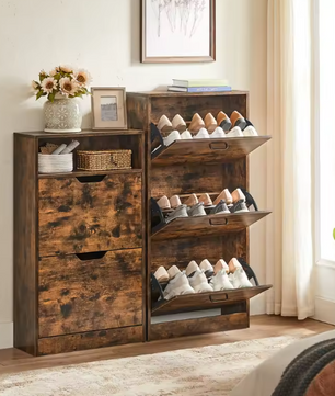 Schoenenkast met 2 Kleppen en Open Vak – 60×24×102 cm