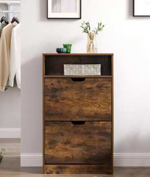 Schoenenkast met 2 Kleppen en Open Vak – 60×24×102 cm