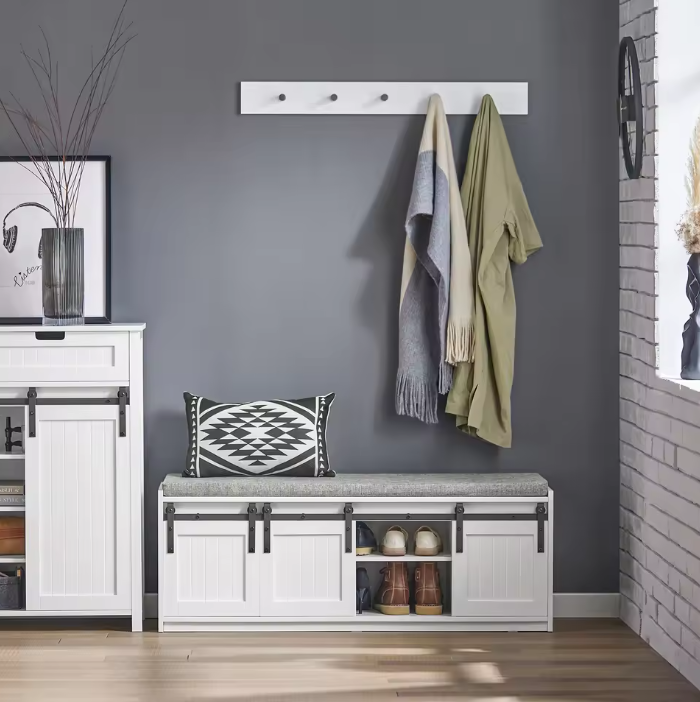 Schoenenbank met Zitting en Schuifdeuren – 120×45×35 cm